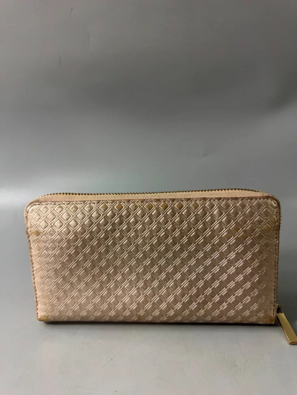 Tory Burch Rose Gold Diamond Quilted Leather Fleming Continental Wallet
